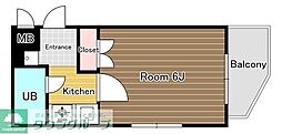 グランディール菊野台 1Kの間取図画像