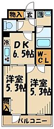 ルフレ世田谷ノール 2DKの間取図画像