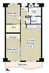カーサエッチェルサ世田谷 2LDKの間取図画像