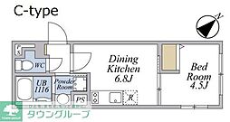 LEGALAND武蔵小山ANNEX 3階1DKの間取り