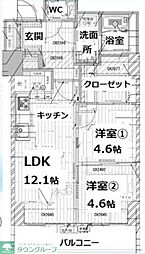 シティコート目黒4号棟 4 1階2LDKの間取り
