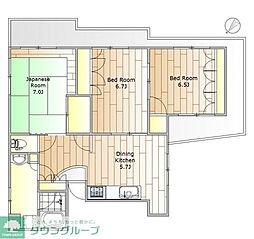 マジェスティパレスTK 4階3DKの間取り