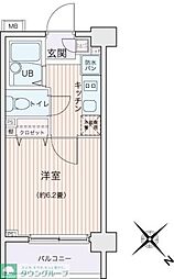 エコロジー都立大学レジデンス 3階1Kの間取り