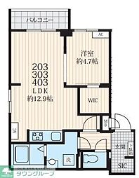フォセット深沢 1階1LDKの間取り