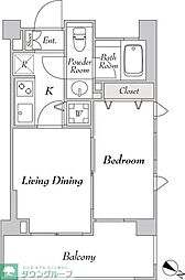 ミリアレジデンス洗足 7階1DKの間取り