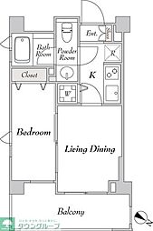 ミリアレジデンス洗足 5階1DKの間取り