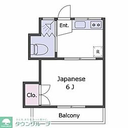 北川ハイツ 4階1Kの間取り