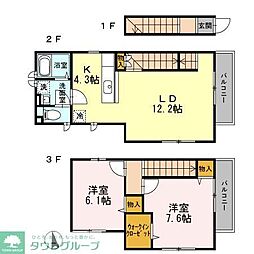 大岡山ハウス 2階2LDKの間取り