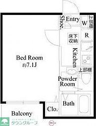 ソレイユ糀谷 1階1Kの間取り