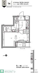 マーロ羽田 3階1Kの間取り