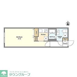 ブランシェ洗足 205 2階ワンルームの間取り