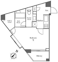 KDXレジデンス麻布仙台坂 2階ワンルームの間取り