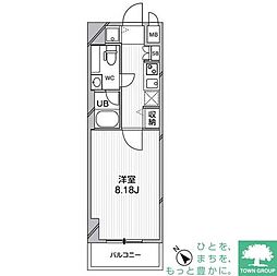 都営浅草線 西馬込駅 徒歩3分の賃貸マンション 3階1Kの間取り
