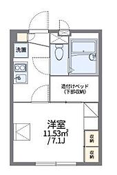 レオパレスフービエール 1階1Kの間取り