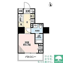 プレール・ドゥーク戸越銀座通り 2階1Kの間取り
