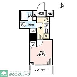 プレール・ドゥーク戸越銀座通り 4階1Kの間取り