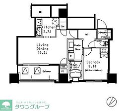 MFPR目黒タワー 1LDKの間取図画像