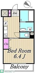 KDXレジデンス上野毛 1Kの間取図画像