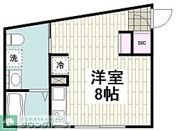 エアリアル西小山 ワンルームの間取図画像