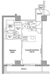 ザ・パークハビオ目黒フォート 1LDKの間取図画像