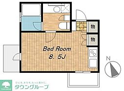 カスタリア戸越 ワンルームの間取図画像