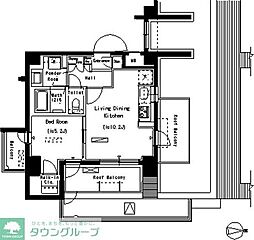 パークアクシス蒲田壱番館 1LDKの間取図画像