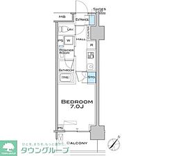 MFPRコート武蔵小山 1Kの間取図画像