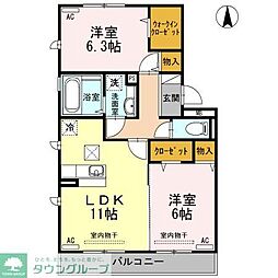 アルページュ大森I 2LDKの間取図画像
