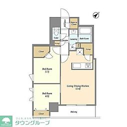 RESIDIA碑文谷 2LDKの間取図画像