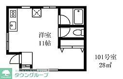 ウェル田園調布 1DKの間取図画像