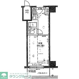 コルム目黒不動前 ワンルームの間取図画像