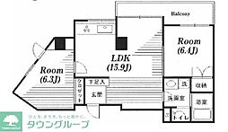 アルファスペース都立大 2LDKの間取図画像