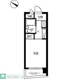 スカイコート戸越銀座 ワンルームの間取図画像