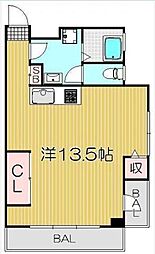 コーポサンフラワ ワンルームの間取図画像