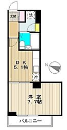 朝日北千束マンション 1DKの間取図画像