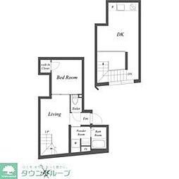 EXAM中目黒 1DKの間取図画像
