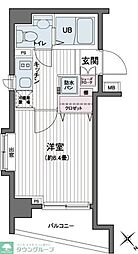 エコロジー都立大学レジデンス 1Kの間取図画像
