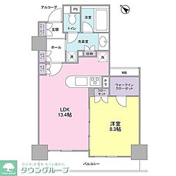 LaSante五反田 1LDKの間取図画像