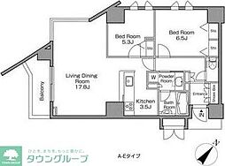 レジディアタワー中目黒 2LDKの間取図画像