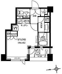 ラフィネジュ学芸大学 ワンルームの間取図画像