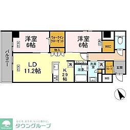 ロイジェント平井 2LDKの間取図画像