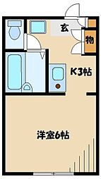 小田急小田原線 町田駅 徒歩10分の賃貸マンション 1階1Kの間取り