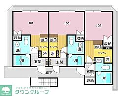 小田急小田原線 町田駅 徒歩10分の賃貸アパート 1階1Kの間取り
