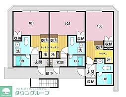 小田急小田原線 町田駅 徒歩10分の賃貸アパート 1階1Kの間取り