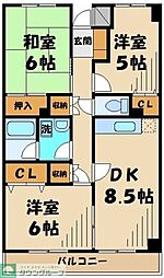 小田急小田原線 相模大野駅 徒歩12分の賃貸マンション 4階3DKの間取り