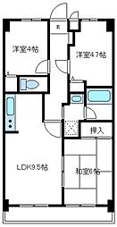 京王相模原線 橋本駅 徒歩19分の賃貸マンション 4階2SDKの間取り