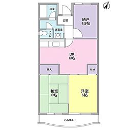 東急こどもの国線 長津田駅 徒歩13分の賃貸マンション 3階2SDKの間取り