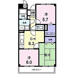 小田急小田原線 相模大野駅 バス9分 大沼下車 徒歩6分の賃貸マンション 1階3DKの間取り
