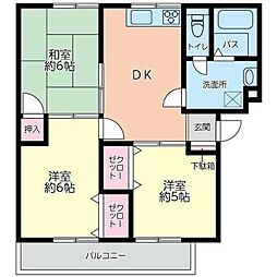 小田急小田原線 町田駅 徒歩14分の賃貸マンション 2階3DKの間取り