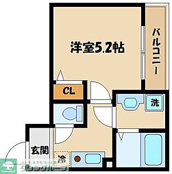 JR横浜線 相模原駅 徒歩11分の賃貸アパート 1階1Kの間取り